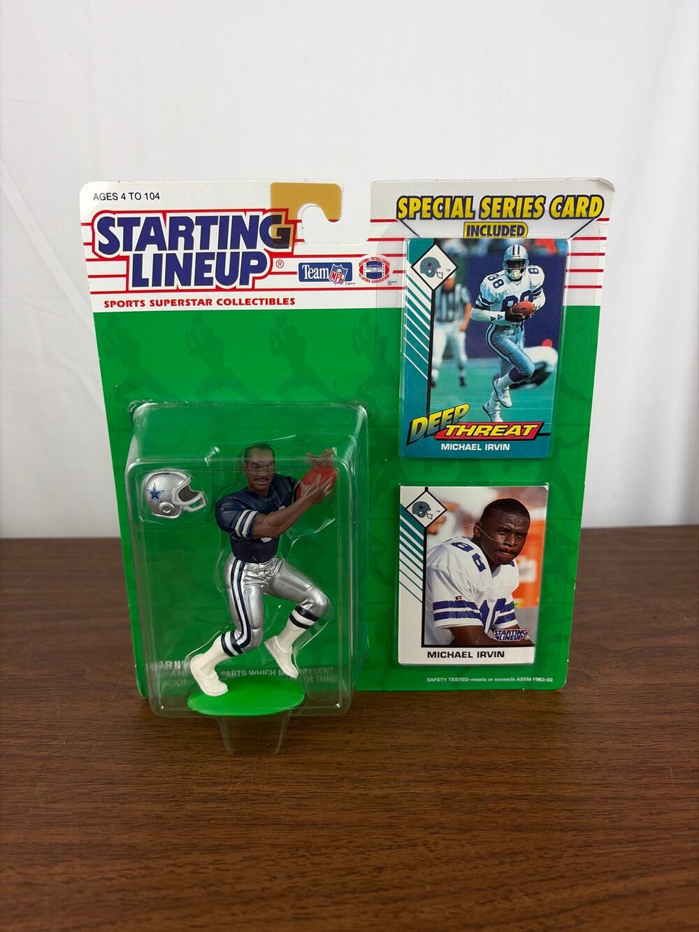 1993 Kenner Starting Lineup Michael Irvin Dallas Cowboys Deep Threat Figure Card